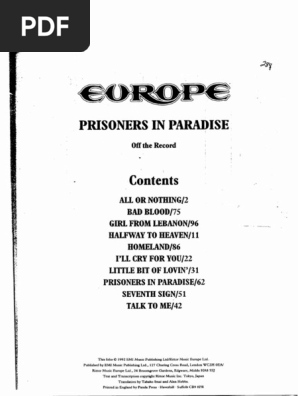 Europe - Prisoners in Paradise PDF | PDF