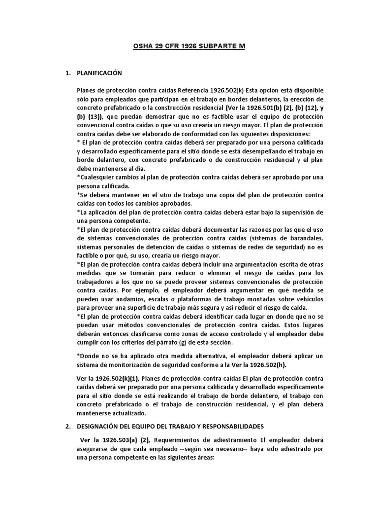 Osha 1926 Subparte M y L | PDF | Andamio | Administración de Seguridad y Salud Ocupacional