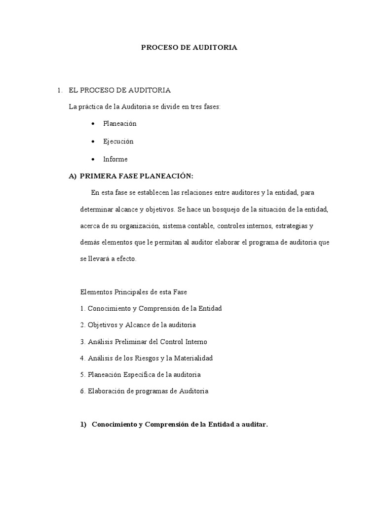 Fases del Proceso de Auditoría | PDF | Auditoría | Contralor