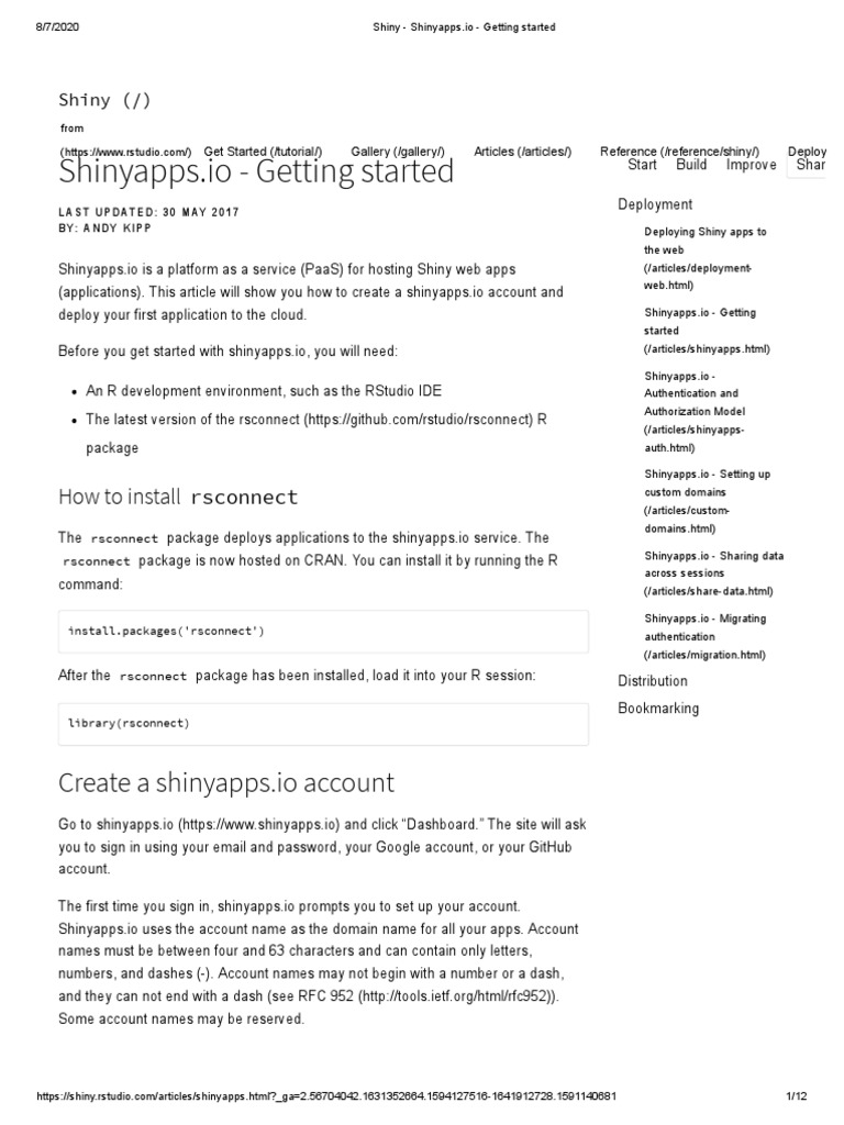 Shiny - Shinyapps - Io - Getting Started PDF | PDF | Web Application ...