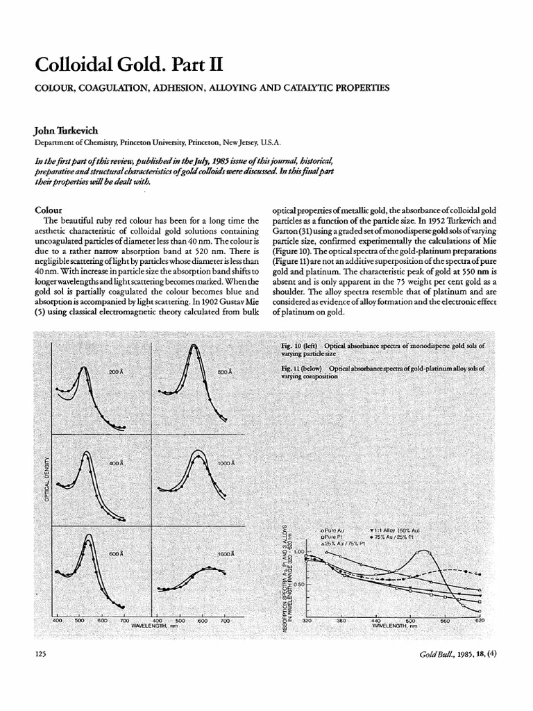 Properties of Colloidal Gold Solutions | PDF | Centrifugation | Catalysis