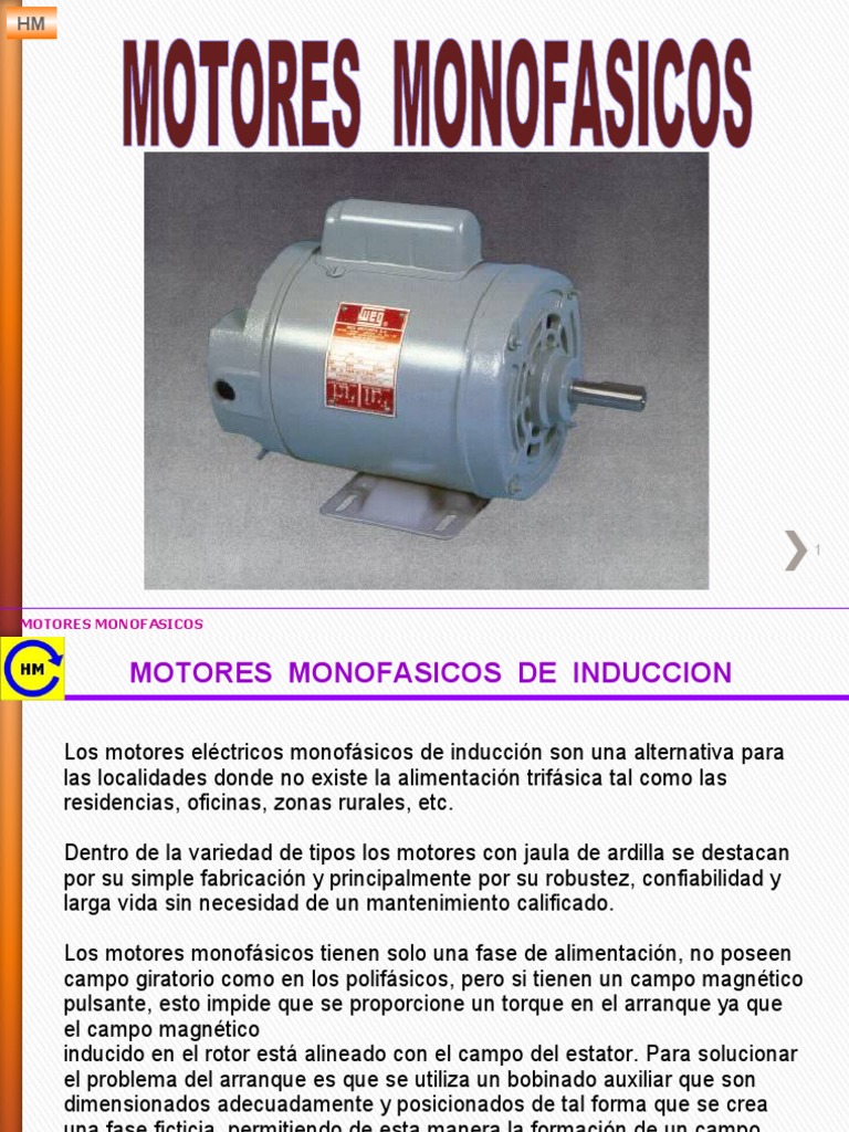 Motores Monofásicos: Tipos y Características | PDF | Esfuerzo de ...