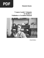 "Camera Lucida" Odağında Roland Barthes'a Yüzünden Ve Tersinden Bakmak