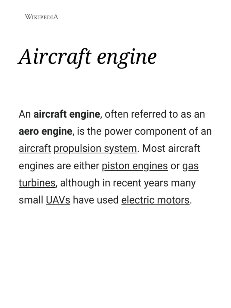 Aircraft Engine - Wikipedia | PDF | Jet Engine | Aerospace Engineering