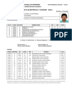 Boleta de Matricula Y Horario 2020-1 Duplicado: Universidad Nacional de Ingenieria