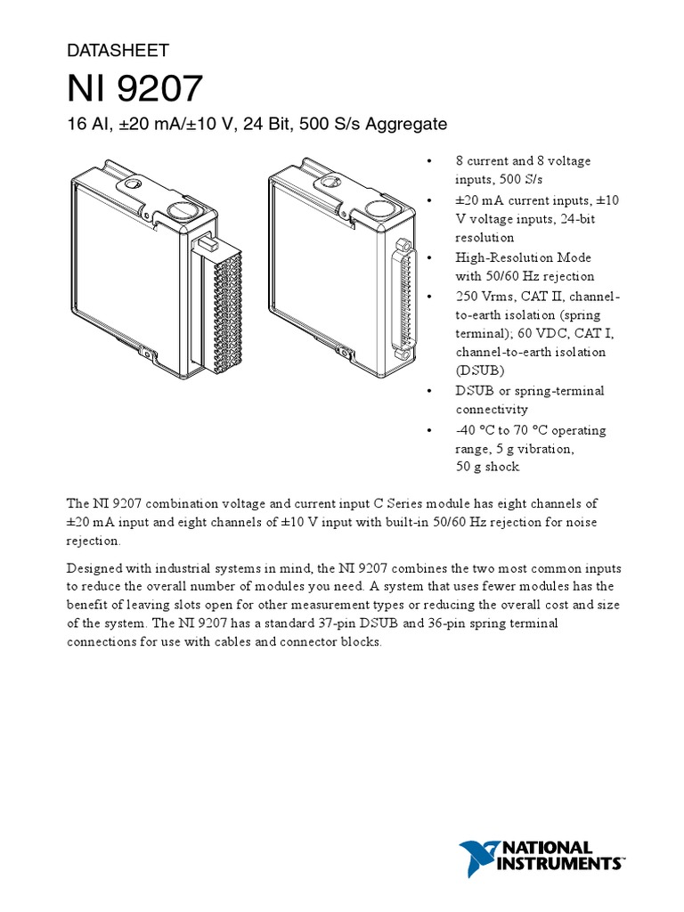 Ni 9207 Datasheet PDF | PDF | Field Programmable Gate Array | Electricity