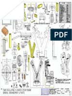 Oscillating V-Shaped General Arrangement & Parts Steam Engine Twin