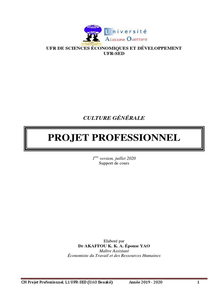 Page De Garde Cahier De Bord Tpe L1 CM 2020 PROJET PROFESSIONNEL DR AKAFFOU | PDF | Recherche d'emploi |  Recrutement