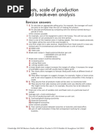 Costs, Scale of Production and Break-Even Analysis: Revision Answers