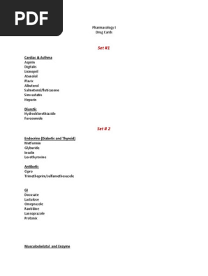 Drug Card Lists