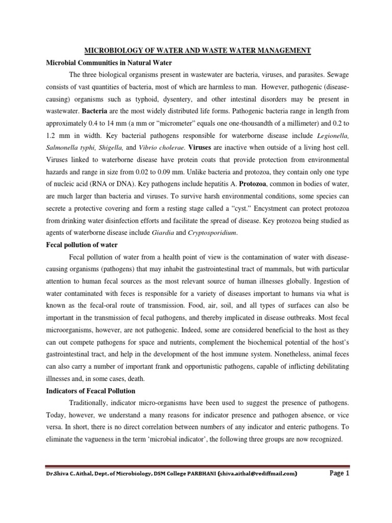 Water Microbiology and Fecal Pollution | PDF | Sewage Treatment ...