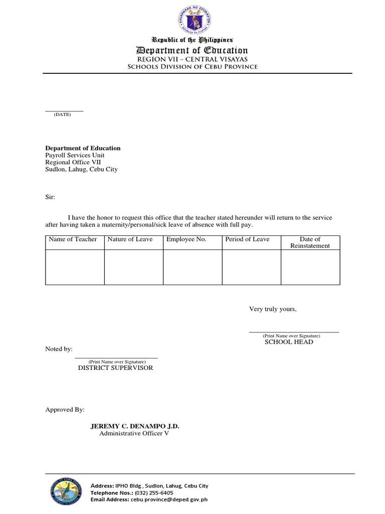 Reinstatement Letter for Teachers | PDF