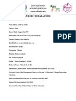 Judges' Biodata Form: Tourism and Youth Office