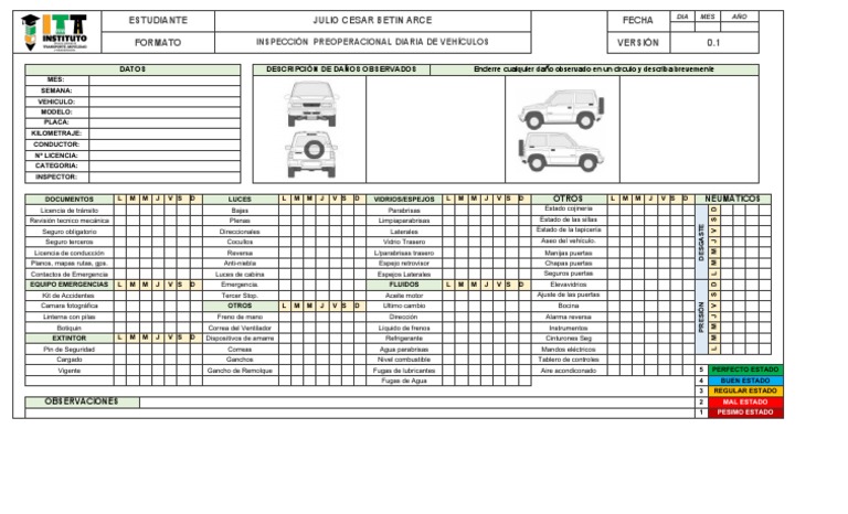 Formato de Inspección Vehicular. | PDF | Industria automotriz | Coche