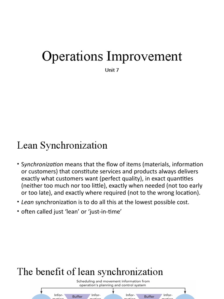 Lean Synchronization for Operations Improvement | PDF | Business ...