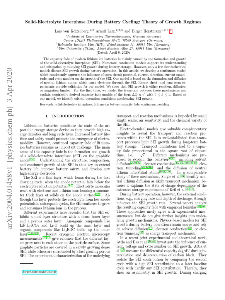 SolidElectrolyte Interphase During Battery Cycling Theory of Growth