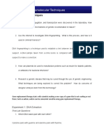 Biomolecular Techniques: Pre-Lab Questions