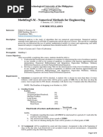 Matheng5-M - Numerical Methods For Engineering: Technological University of The Philippines