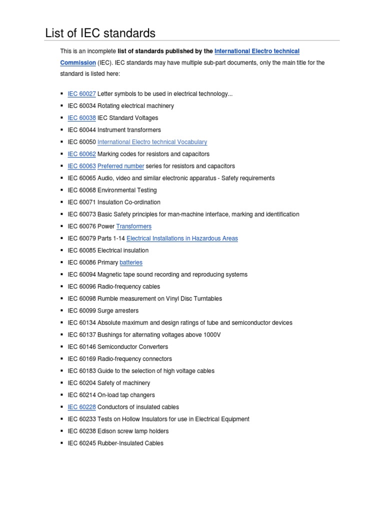 List Of Iec Standards Electrical Connector Photovoltaics