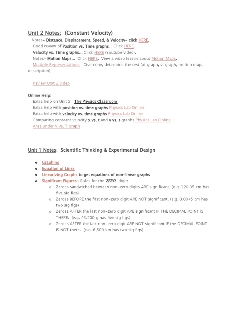 Constant Velocity Physics Notes | PDF | Teaching Methods & Materials ...