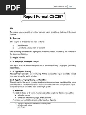 report format