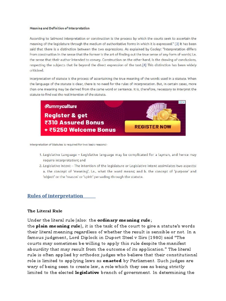Statutory Interpretation Rules Explained | PDF | Plain Meaning Rule ...