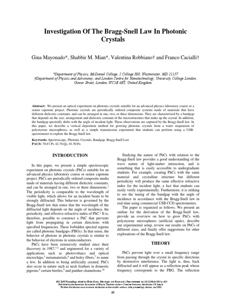 Derivation Bragg's Snell Law PDF PDF Light Refractive Index