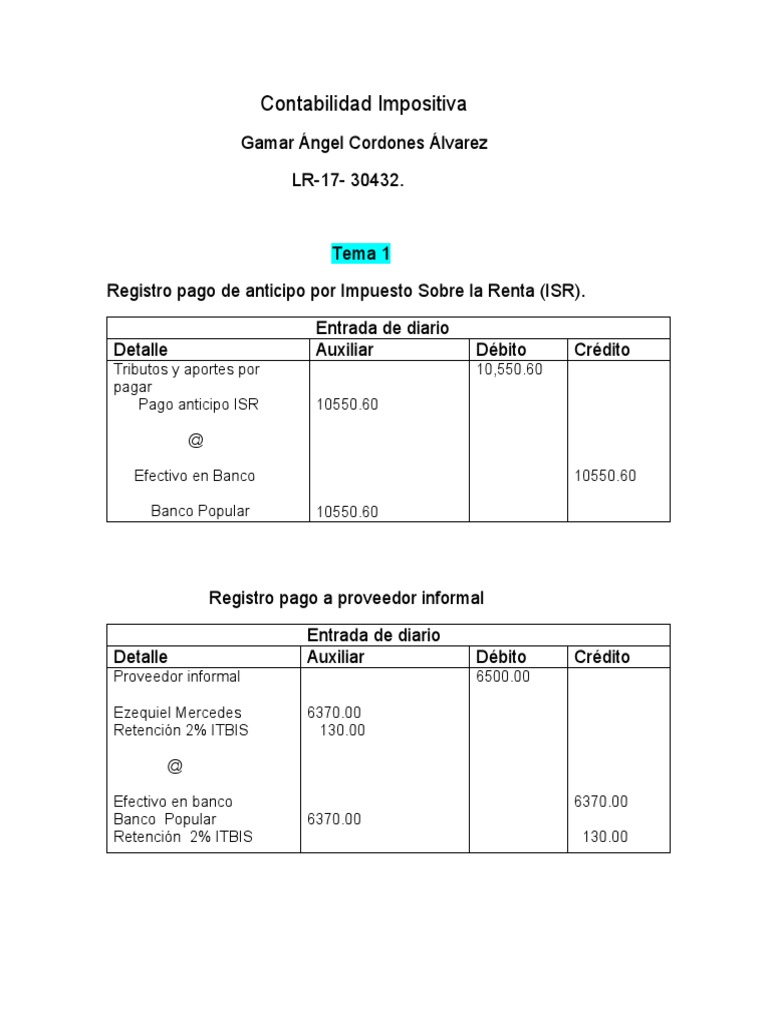 Contabilidad Impositiva Tarea Final | PDF | Impuesto sobre la renta ...