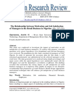 The Relationship Between Motivation and Job Satisfaction of Managers in The Retail Business in Nigerian (Pp. 137-151)