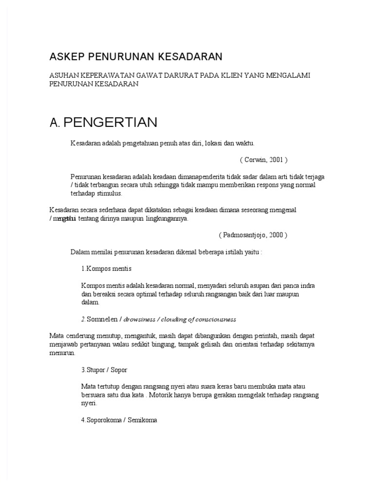 Askep Penurunan Kesadaran: Panduan Lengkap Perawatan Pasien
