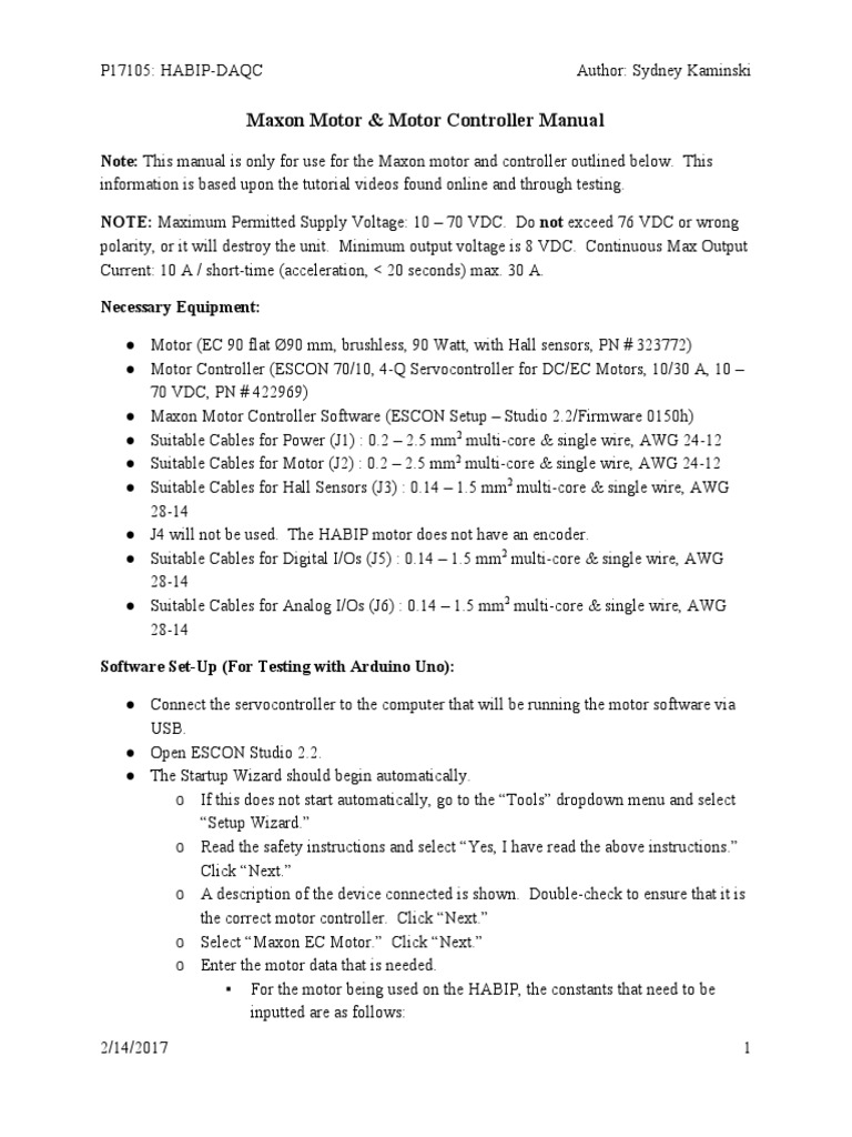 Maxon Motor & Motor Controller Manual PDF Control Theory Electric