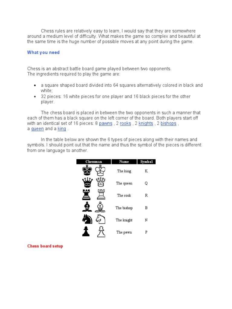 Beginner's Guide to Chess Rules | PDF | Chess | Board Games