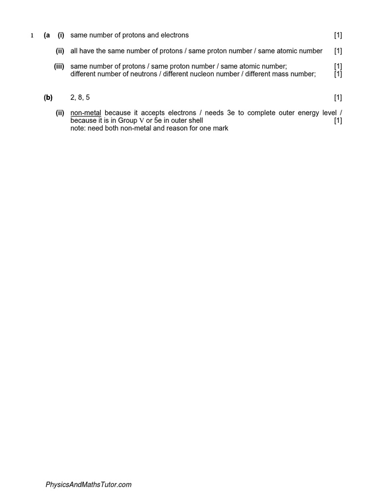 Atomic Structure & The Periodic Table 1 MS PDF | PDF | Atoms | Proton