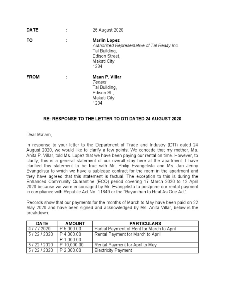 Response Letter - 26 August 2020 | PDF | Finance & Money Management ...