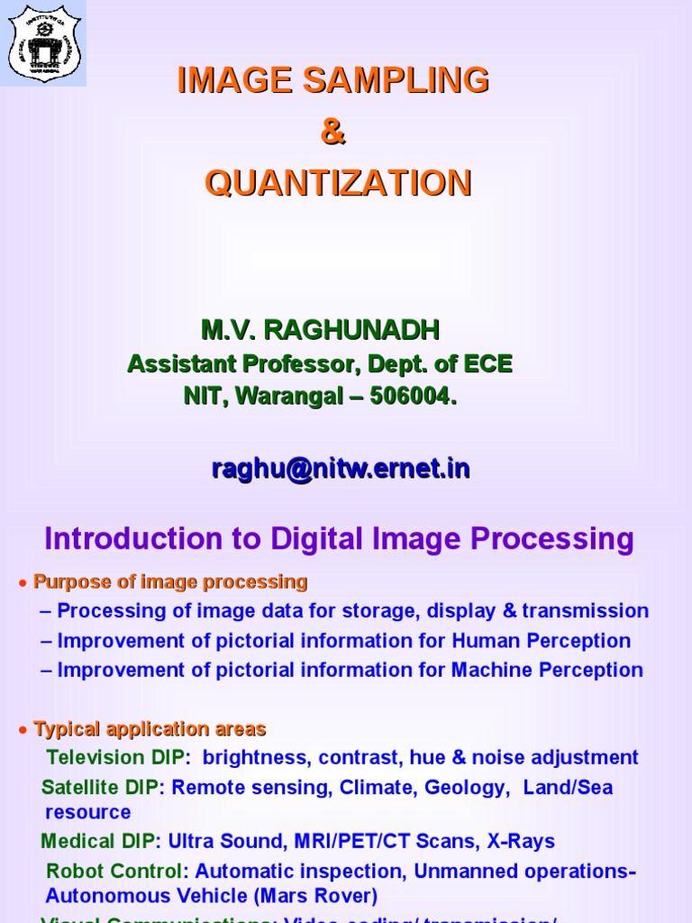 1.DIP Sampling & Quantization PDF Pixel Image Resolution