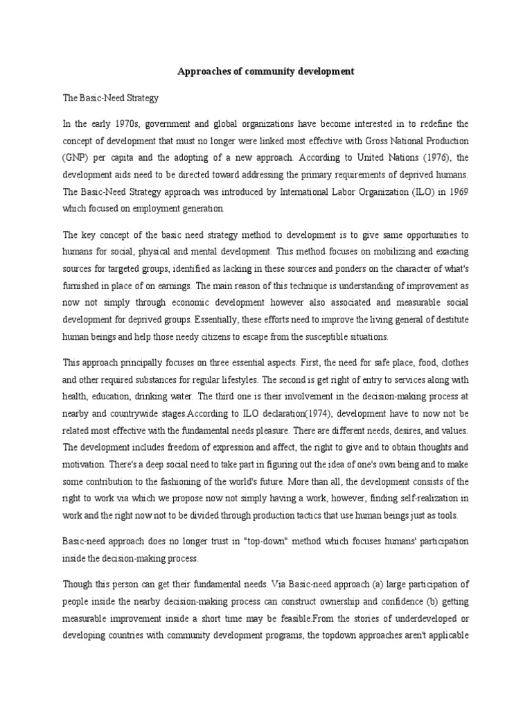 Approaches Of Community Development Pdf Millennium Development