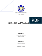 GE9 - Life and Works of Rizal: Rizal Technological University Pasig - Campus