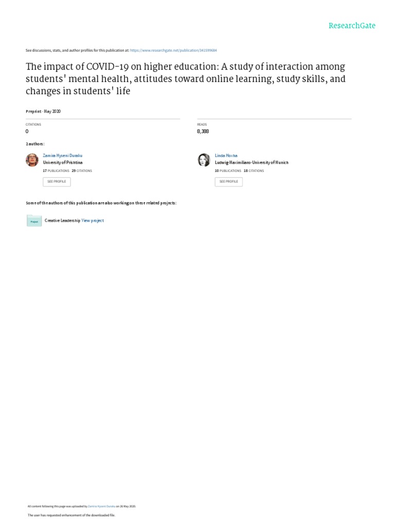 COVID-19's Impact on Student Mental Health | PDF | Educational ...