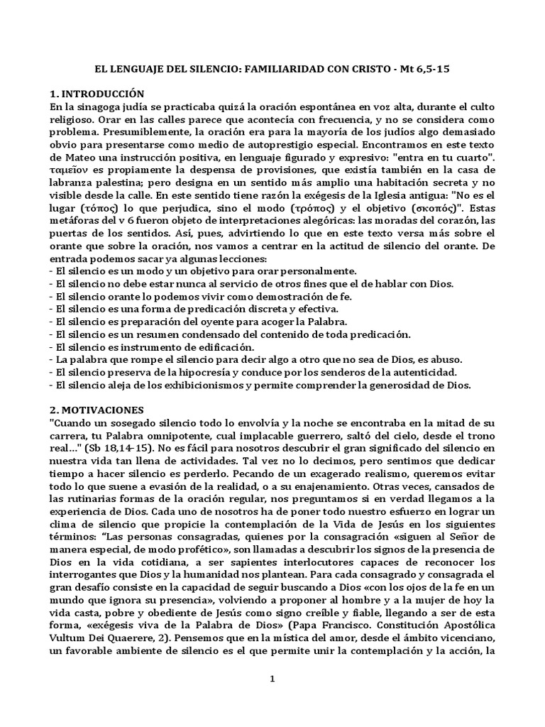 El Poder del Silencio en la Oración | PDF | Oración | Cristo (título)