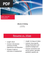 Open Doors For Employment .: Effective CV Writing