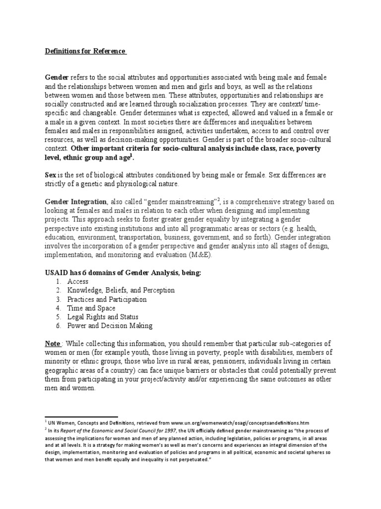 01 - Definitions For Reference | PDF | Gender | Gender Studies