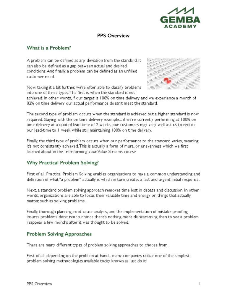 What Is A Problem?: PPS Overview | PDF | Six Sigma | Cognition