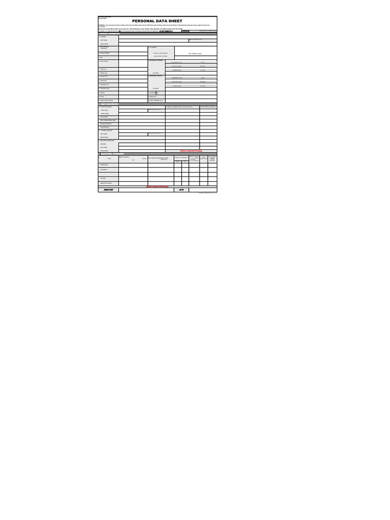 CS Form No. 212 Personal Data Sheet Revised PDF Passport Crime