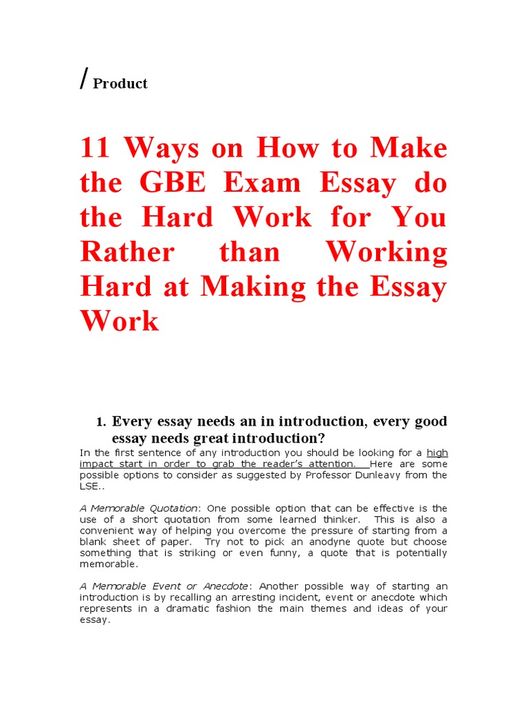Mastering the GBE Exam Essay Techniques | PDF | Essays | Question