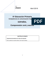 Sgea Eval 6primaria 2019 Lengua Comprensi-N Oral Escrita Espa-Ol PDF
