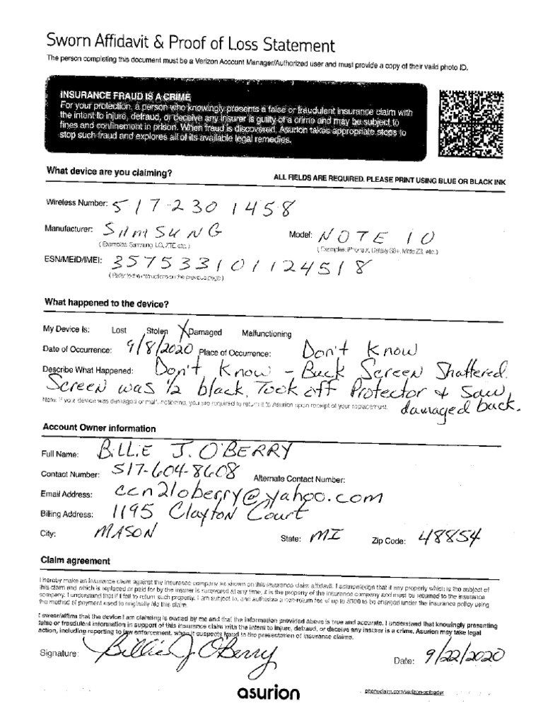 Asurion Affidavit PDF PDF