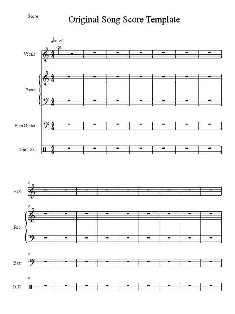 Original Song Score Template | PDF | Music Production | Guitar Family ...