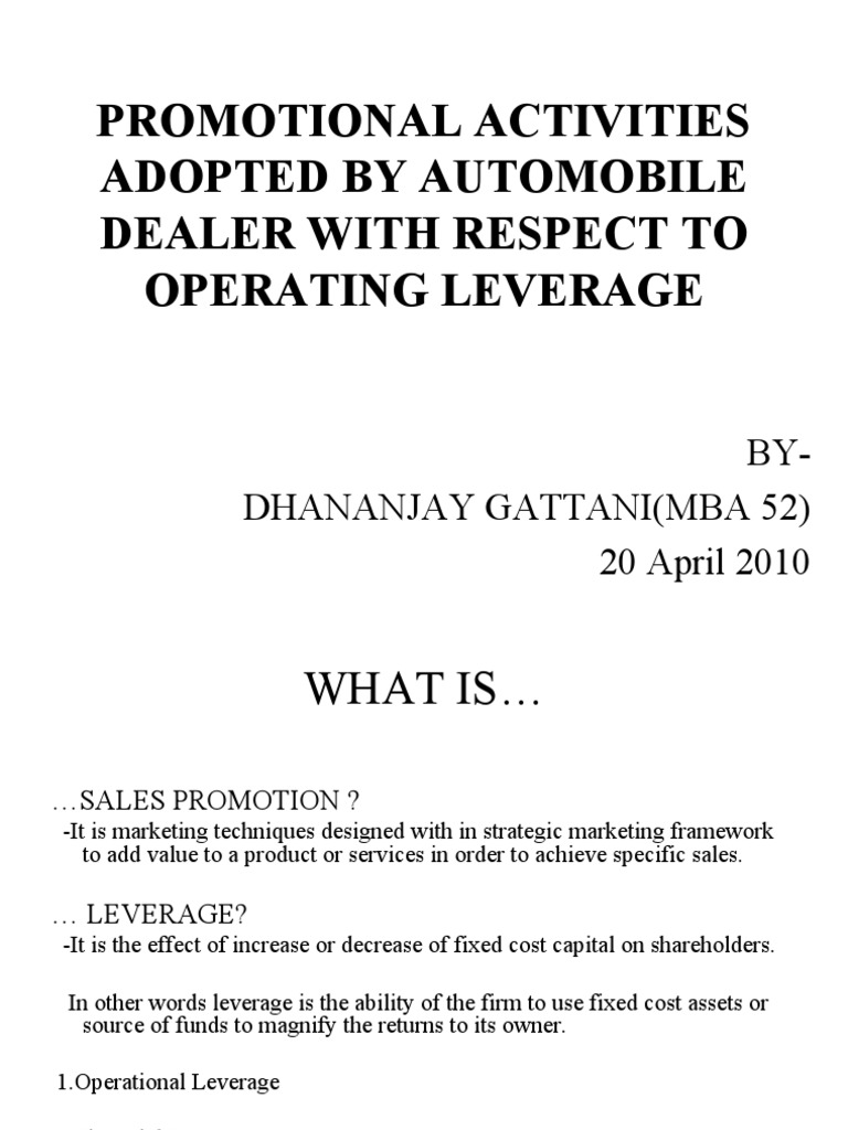Promotional Strategies for Auto Dealers | PDF | Leverage (Finance) | Sales