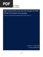 High Level Privacy and Security Design For NHS COVID-19 Contact Tracing App