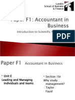 ACCA F1 Introduction to Scientific Management Theories